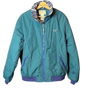 L.L. Bean Teal Bomber Jacket with Blue Accents